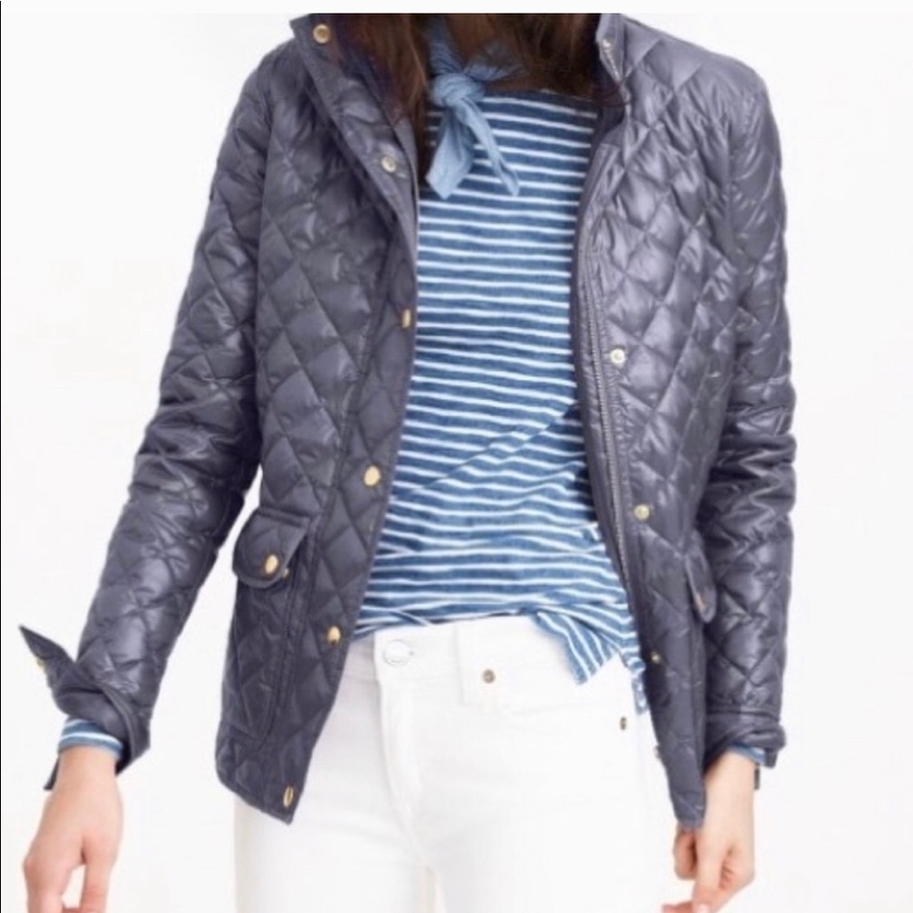 J. Crew navy blue downtown puffer jacket